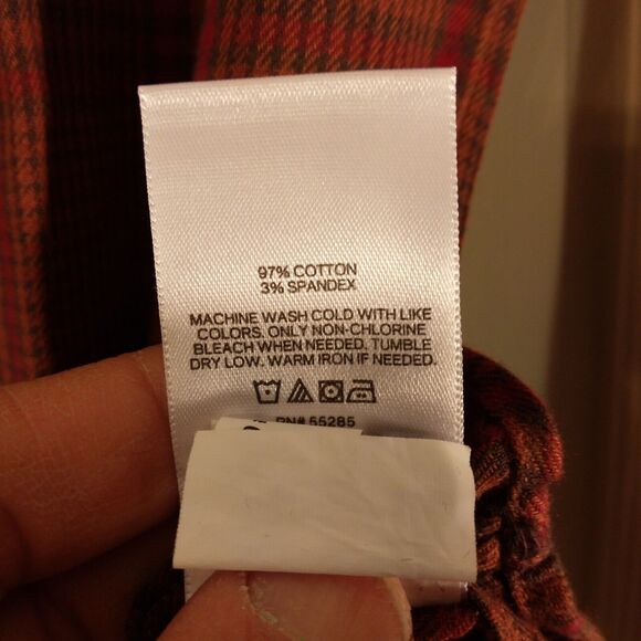 Express shirt mens M Medium brown long sleeve button check plaid stretch 6150 - Picture 7 of 9